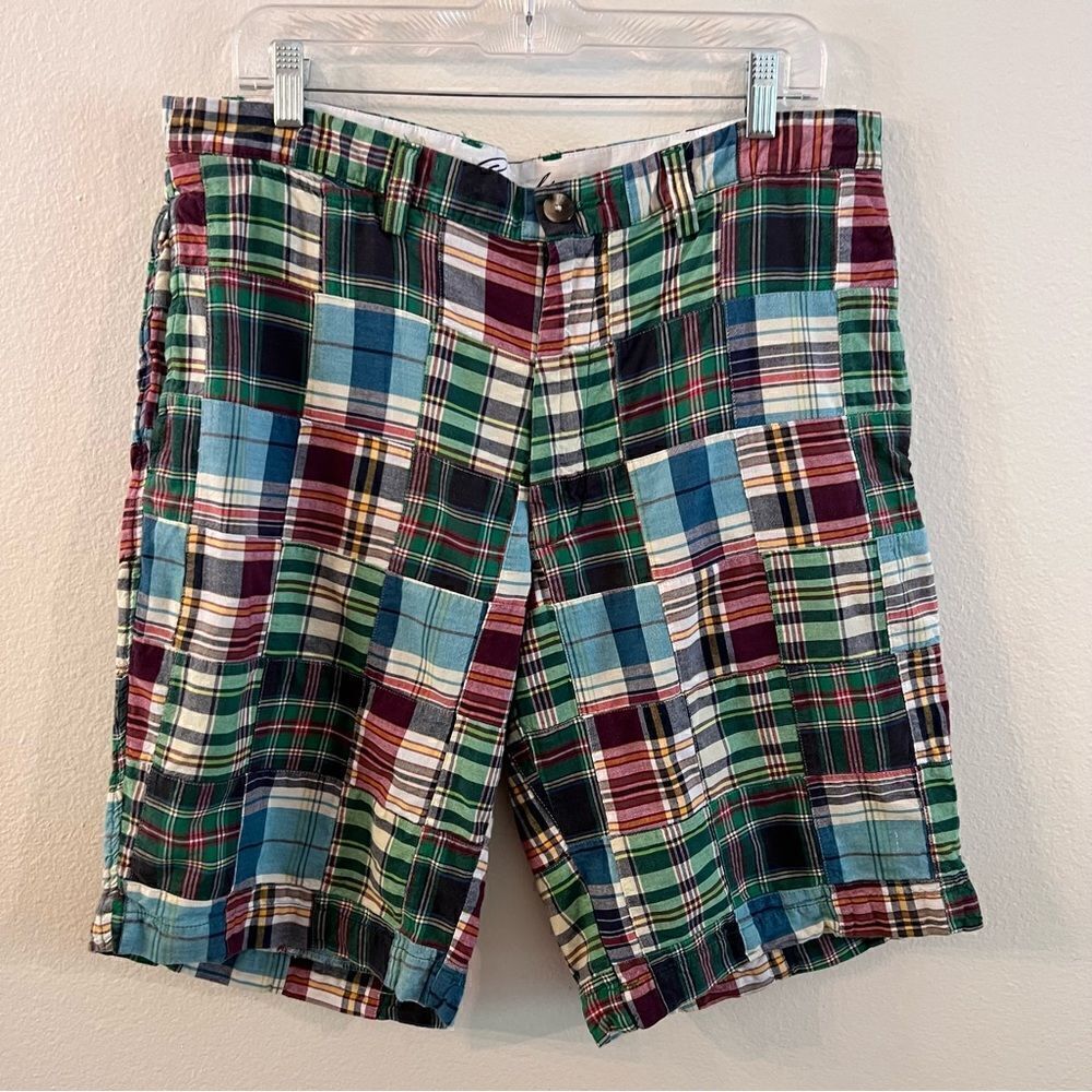 Roundtree & Yorke Men's Size 36 Madras Plaid Chino Shorts 100% Cotton 10” inseam